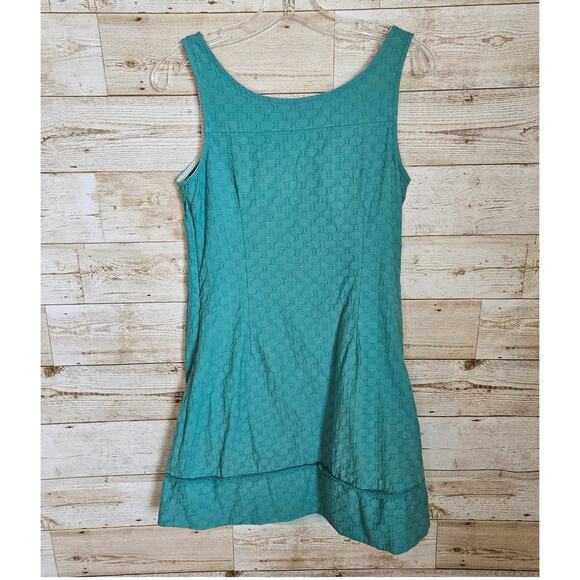 Anthropologie Maeve Aqua Carrillo Shift Apron Dress Size 2 Small Buttons Cotton - Picture 3 of 16
